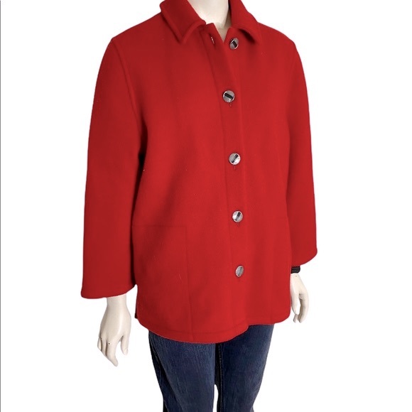 Giesswein Jackets & Blazers - GIESSWEIN Austrian Made Red Wool Pewter Button Jacket - 42